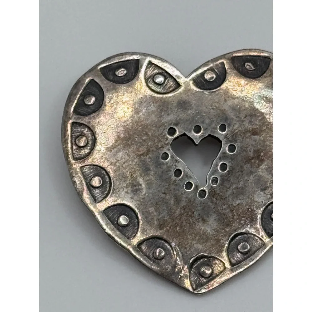 Vintage Monaco Designs Sterling Silver Heart Brooch Pin